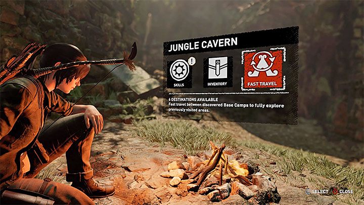 Po tym jak Lara usiądzie przy ognisku możesz wybrać ostatnią opcję z listy akcji - Fast Travel - Jak korzystać z opcji szybkiej podróży w grze Shadow of the Tomb Raider? - Shadow of the Tomb Raider - poradnik do gry