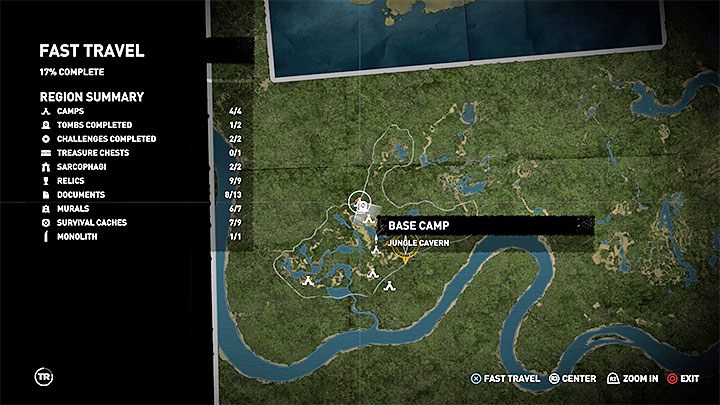 Po tym jak wybierzesz szybką podróż w obozowisku musisz wybrać cel podróży - Jak korzystać z opcji szybkiej podróży w grze Shadow of the Tomb Raider? - Shadow of the Tomb Raider - poradnik do gry