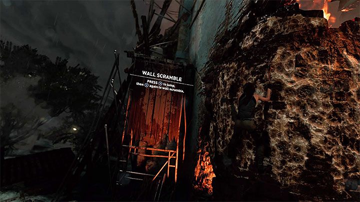 Lara ponownie porwana zostanie przez falę i musisz zaczekać aż dopłynie do murku, na który może się wspiąć - Przejście przez wykopaliska i ucieczka - Solucja Shadow of the Tomb Raider - Shadow of the Tomb Raider - poradnik do gry