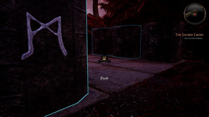 Zajmij się najpierw głazami ze znakiem przypominającym literę M. Popchnij wadzące znaki z glifem przypominającym literę N. - Zagadki w Bards Tale 4 - Kamienie do popchnięcia - The Bards Tale 4 - poradnik do gry