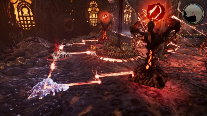 Gdy przejdziesz przez portal, czeka na ciebie parę zagadek z czerwonymi mechanizmami - Zagadki w Bards Tale 4 - Czerwone mechanizmy - The Bards Tale 4 - poradnik do gry