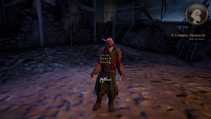 Po rozmowie otrzymasz miecz Oko Burzy i ukończysz zadanie - Okropny ból głowy i Komisja kwalifikacyjna - zadania poboczne w Bards Tale IV - The Bards Tale 4 - poradnik do gry