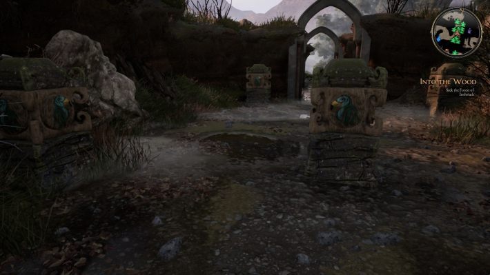 Środkowy totem: ptak w lewo, Lewy totem z przodu: ptak w prawo, Lewy totem z tyłu: ptak w prawo - Zagadki w Bards Tale 4 - Wróżki - The Bards Tale 4 - poradnik do gry