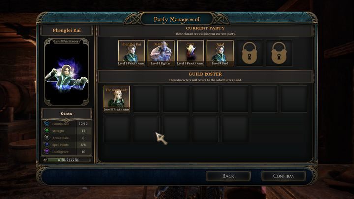 Panel zarządzania drużyną. - Drużyna w Bards Tale 4 - The Bards Tale 4 - poradnik do gry