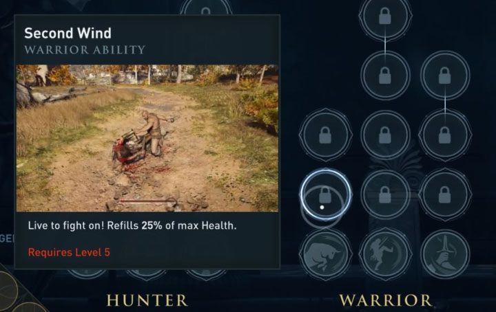 Trzecie rozwiązanie problemu z regeneracją zdrowia to zakupienie aktywnej zdolności Drugi oddech (Second Wind) - Jak leczyć bohatera w Assassins Creed Odyssey? - Assassins Creed Odyssey - poradnik do gry