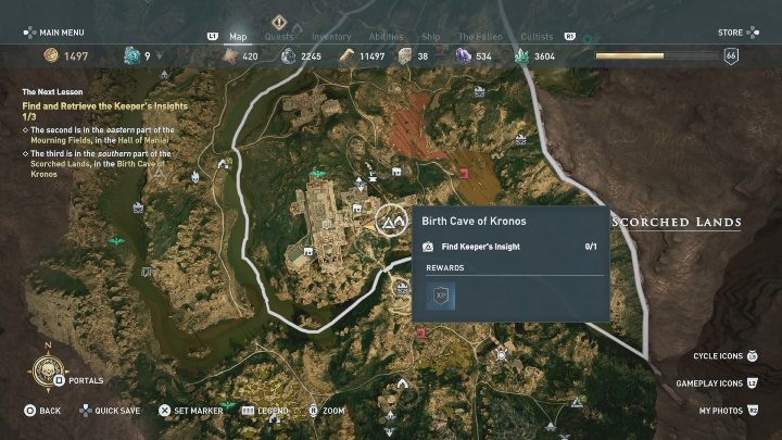 Lokacja ta znajduje się w The Scorched Lands - Jaskinia Narodzin Kronosa - Ślady Hermesa w DLC Lost Atlantydy - Assassins Creed Odyssey - poradnik do gry