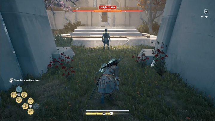 Wejdź po schodach na górę, wyeliminuj przeciwnika i zatwierdź przejście tej lokacji za pomocą tablicy - Dusza Wojownika - Ślady Hermesa w DLC Lost Atlantydy - Assassins Creed Odyssey - poradnik do gry