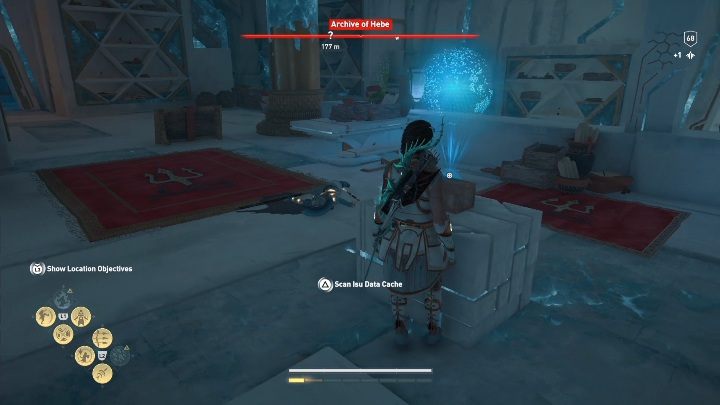 Pomiędzy regałami znajdującymi się w pomieszczeniu jest skrzynia - Archiwa Hebe w AC Odyssey Lost Atlantydy DLC - Assassins Creed Odyssey - poradnik do gry