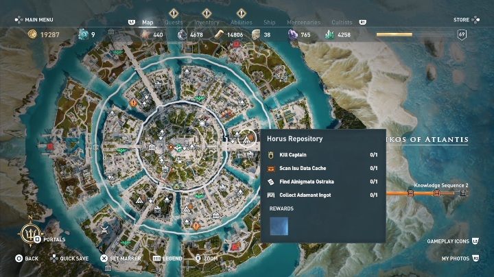 Repozytorium Hoursa znajduje się we wschodniej części Oikos of Atlantis / Atlantydzki Oikos - Repozytorium Hoursa w AC Odyssey Lost Atlantydy DLC - Assassins Creed Odyssey - poradnik do gry