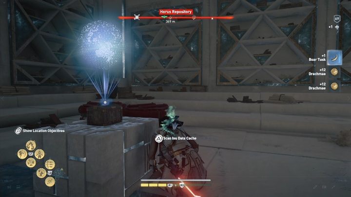 W pomieszczeniu położonym w najgłębszej części lokacji znajdziesz kodeks oraz skrzynię z wiedzą - Repozytorium Hoursa w AC Odyssey Lost Atlantydy DLC - Assassins Creed Odyssey - poradnik do gry