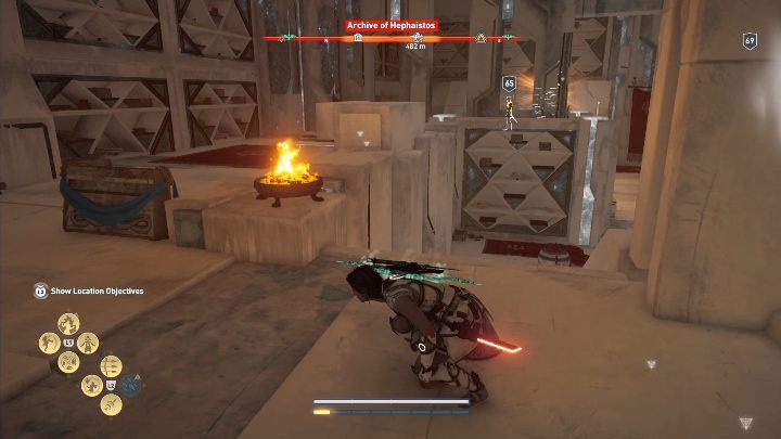 Zaraz po wejściu do lokacji zobaczysz pierwszy kodeks, z którego możesz zeskanować wiedzę - Archiwum Hefajstosa w AC Odyssey Lost Atlantydy DLC - Assassins Creed Odyssey - poradnik do gry