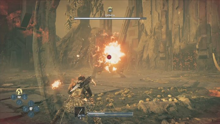 Cerberos posiada kilka imponujących ataków, które szybko mogą pozbawić Cię sporej ilości życia - Cerberos | Walki z bossami w DLC Lost Atlantydy - Assassins Creed Odyssey - poradnik do gry