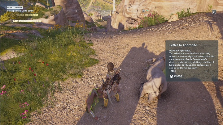 W trakcie rozmowy z Adonisem musisz wybrać kogo zabijesz - kowala bądź posłańca - Władza to rozkosz - Solucja Los Atlantydy w AC Odyssey - Assassins Creed Odyssey - poradnik do gry