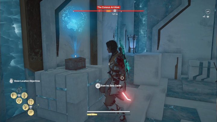 Drugim sposobem jest skanowanie Nośników Danych Isu - to małe skrzynki pokazane na screenie powyżej - Mądrość Starożytnych - Solucja Los Atlantydy w AC Odyssey - Assassins Creed Odyssey - poradnik do gry