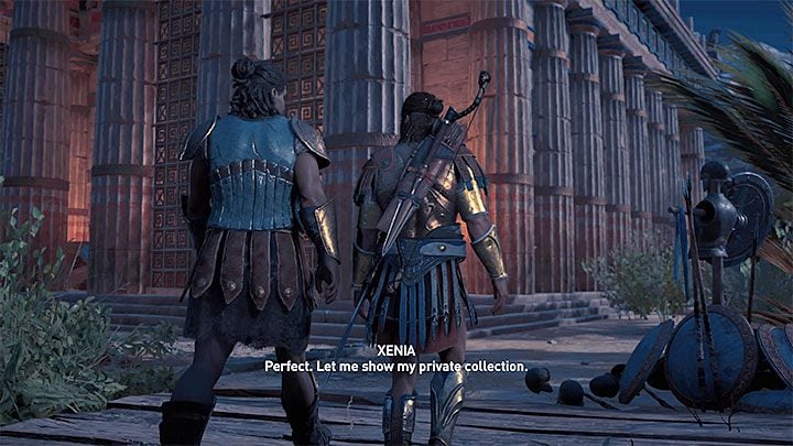 Po tym jak powrócisz z ostatnim skarbem do Xenii raz jeszcze wybierz opcję dialogową oznaczoną serduszkiem - Xenia - Romanse w Assassins Creed Odyssey - Assassins Creed Odyssey - poradnik do gry