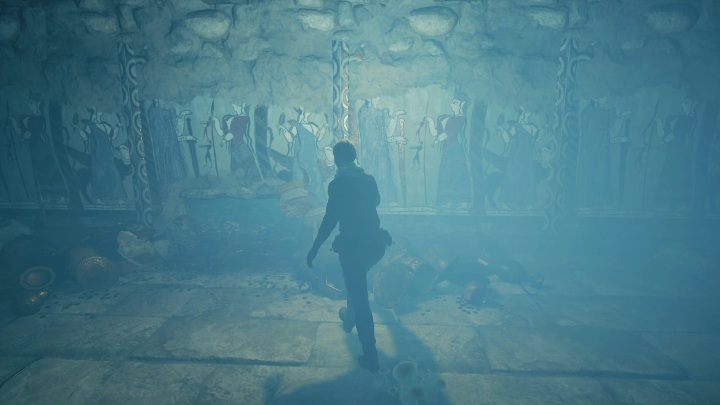 Gdy trafisz do pomieszczenia z dziurą w podłodze skręć w prawo i rozbij znajdujące się tam wazony - Trzy pogrzebane symbole - Assassins Creed Odyssey - poradnik do gry
