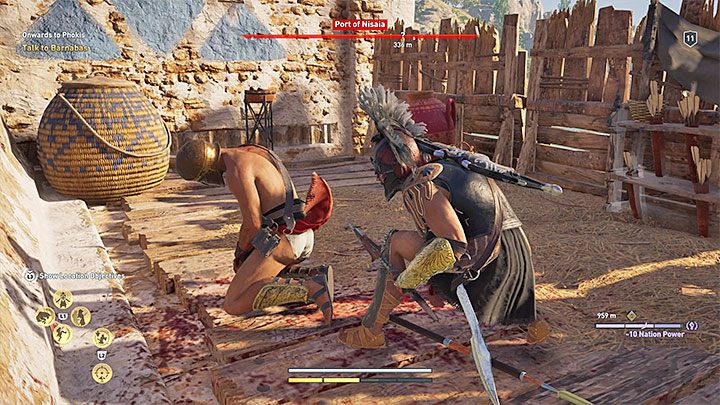 Inna bardzo pożyteczna aktywna umiejętność to Śmiertelne skrytobójstwo (Critical Assassination) (zdolność 10 poziomu z drzewka Zabójca) - Skradanie się w Assassins Creed Odyssey - Assassins Creed Odyssey - poradnik do gry