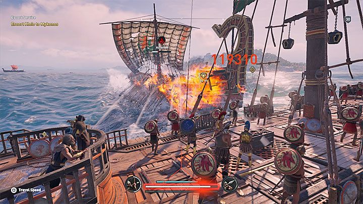 W dalszej części gry możesz zakupić ulepszenie statku o nazwie Kosze z węglem (Fire Braziers) - Statek i zarządzanie załogą w Assassins Creed Odyssey - Assassins Creed Odyssey - poradnik do gry