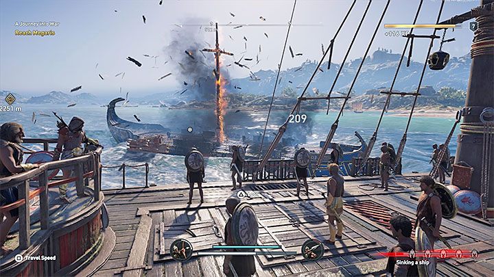 Ostatni sposób dotyczy dalszego ostrzeliwania wrogiego statku z użyciem strzał lub oszczepów - Statek i zarządzanie załogą w Assassins Creed Odyssey - Assassins Creed Odyssey - poradnik do gry