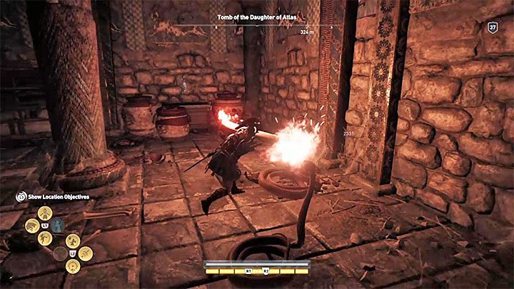 Skręć w prawo i dotrzyj do dużego pomieszczenia - Grobowce w Arkadii - Assassins Creed Odyssey - poradnik do gry