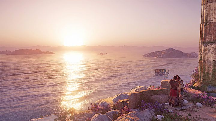 Spotkanie w ruinach rozpocznij od wybrania opcji dialogowej z serduszkiem - Thaletas - Romanse w Assassins Creed Odyssey - Assassins Creed Odyssey - poradnik do gry