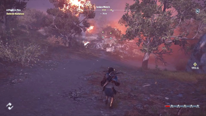 Gdy tylko odnajdziesz swoich napadną was kolejni wrogowie - Prosto w płomienie - Solucja Assasins Creed Odyssey - Assassins Creed Odyssey - poradnik do gry