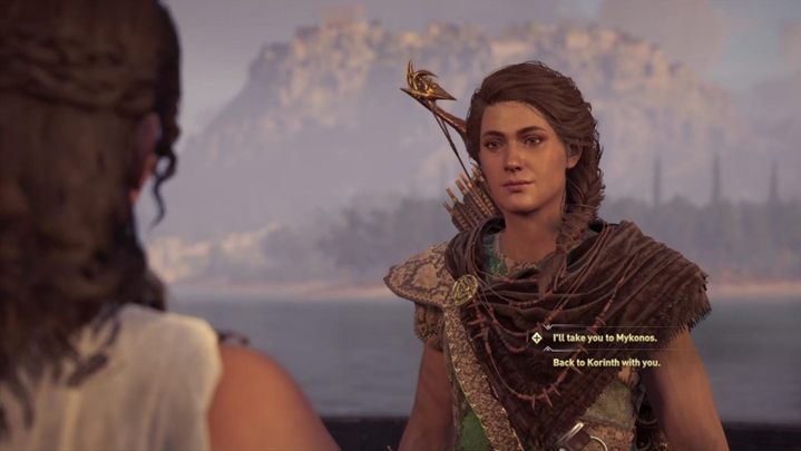 Będziesz miał wybór - możesz odstawić kobietę do Koryncji, lub zgodzić się, by zabrać ją do Mykonos - Kraj Bezprawia - Solucja gry Assassins Creed Odyssey - Assassins Creed Odyssey - poradnik do gry