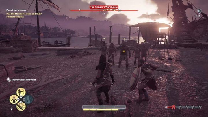 Pomów z mężczyzną, a następnie wspólnie zabijcie grupkę wrogów przed magazynem - Kraj Bezprawia - Solucja gry Assassins Creed Odyssey - Assassins Creed Odyssey - poradnik do gry