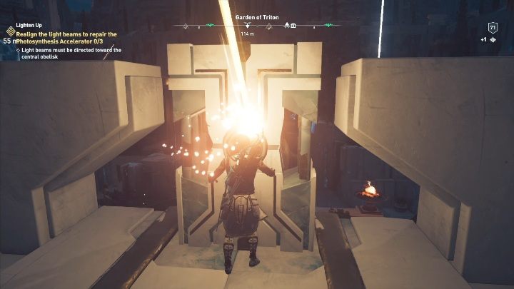 Na początku musisz zepchnąć kamienny blok, od których odbija się światło - Doświetlenie - Solucja Los Atlantydy w AC Odyssey - Assassins Creed Odyssey - poradnik do gry