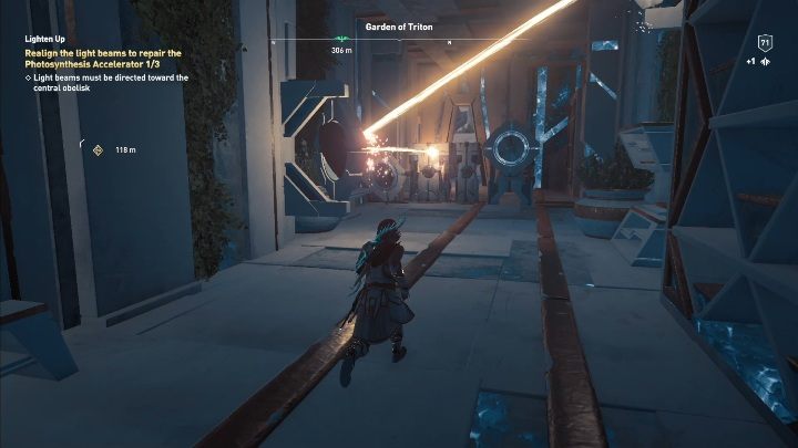 Twoim kolejnym zadaniem jest ustawienie kolejnych bloków tak, aby odbijało się od nich światło - Doświetlenie - Solucja Los Atlantydy w AC Odyssey - Assassins Creed Odyssey - poradnik do gry