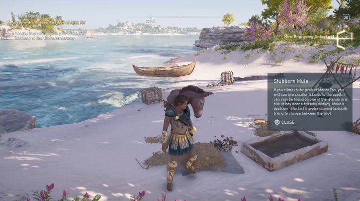 Rozwiązanie zagadki Enigmatycznego Ostrakonu: Dopłyń na wyspę pokazaną na screenie powyżej - Enigmatyczne ostrakony - Naksos - Assassins Creed Odyssey - poradnik do gry