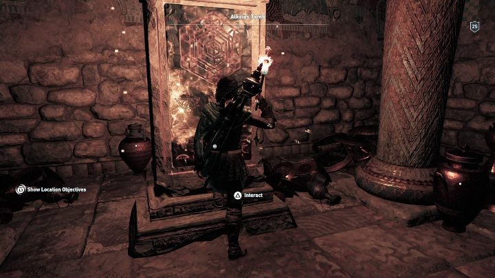 Idąc dalej trafisz na drewnianą półkę, którą musisz przesunąć - Grobowce w Paros - Assassins Creed Odyssey - poradnik do gry