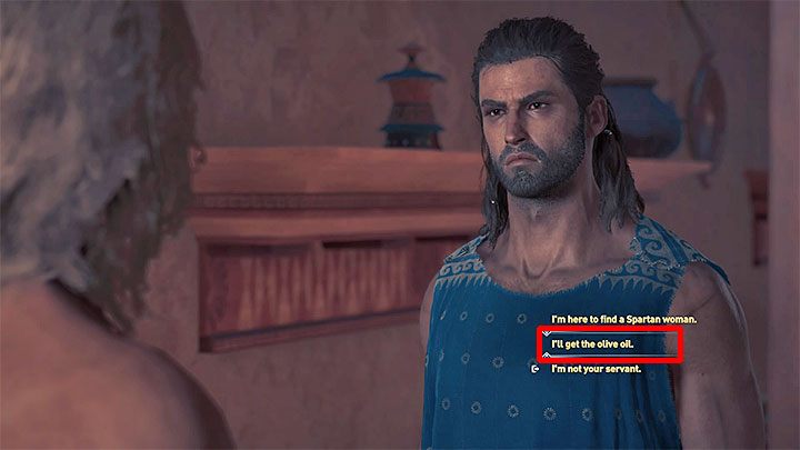 W trakcie pierwszej rozmowy z Alkibiadesem zgódź się na przyniesienie mu oliwy - jest to druga opcja dialogowa z powyższego obrazka - Alkibiades - Romanse w Assassins Creed Odyssey - Assassins Creed Odyssey - poradnik do gry