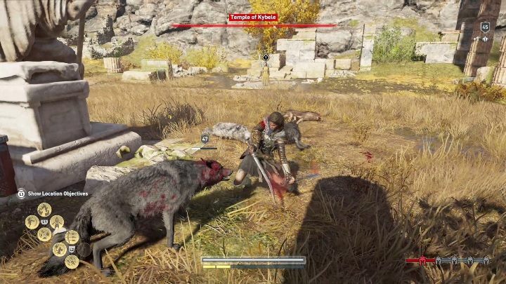 Start misji: Zabij wilki biegające wokół kobiety, a potem z nią porozmawiaj - Zadania poboczne na Lesbos - Assassins Creed Odyssey - poradnik do gry