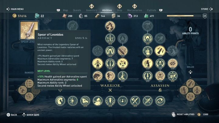 Włócznia Leonidasa znajduje się w sekcji zdolności, a nie ekwipunek - Cichy Assassyn - dobry build w Assassins Creed Odyssey - Assassins Creed Odyssey - poradnik do gry
