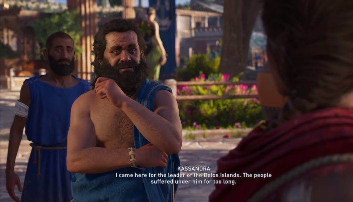 W grze Assassins Creed Odyssey spotkasz Sokratesa rozmawiającego z innymi ludźmi koło Świątyni Apolla - Postacie historyczne w Assassins Creed Odyssey - Assassins Creed Odyssey - poradnik do gry
