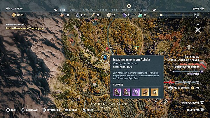 Na mapie regionu pojawią się dwa znaczniki bitew - Podbój w Assassins Creed Odyssey - Assassins Creed Odyssey - poradnik do gry