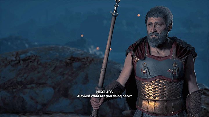 Jeśli Nikolaos nie zginął w drugim rozdziale to zauważysz go po dotarciu na wyspę - pokazuje to obrazek 1 - Gdzie znaleźć Nikolaosa w Assassins Creed Odyssey? - Assassins Creed Odyssey - poradnik do gry
