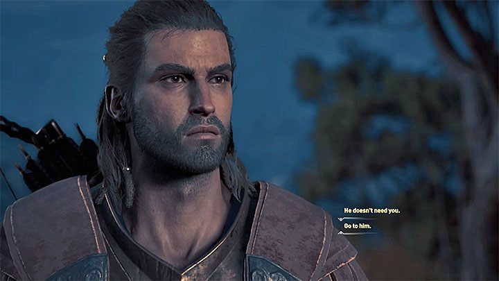W trakcie drugiego spotkania z Nikolaosem warto doradzić mu żeby udał się do obozu Stentora (drugi wariant dialogowy z powyższego obrazka) - Gdzie znaleźć Nikolaosa w Assassins Creed Odyssey? - Assassins Creed Odyssey - poradnik do gry