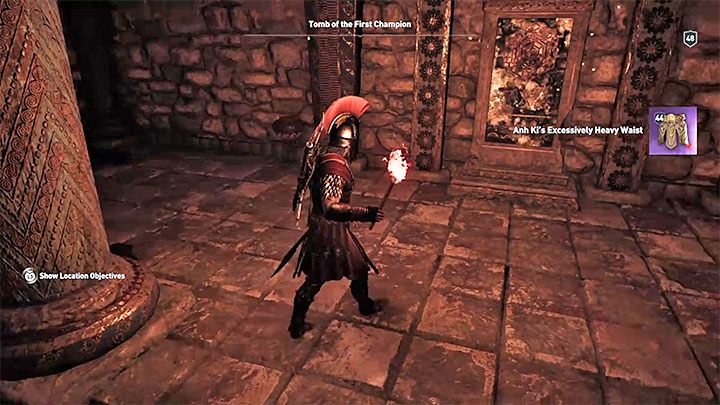 Znajdziesz się w komnacie z ostatnią skrzynią z lootem oraz ze starożytną stelą - Grobowce na Elis - Assassins Creed Odyssey - poradnik do gry
