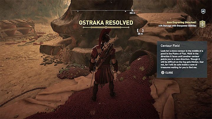 Interaktywny obszar do zbadania jest wewnątrz małej jaskini - Enigmatyczne ostrakony na Elis - Assassins Creed Odyssey - poradnik do gry