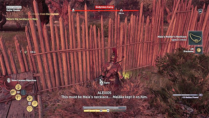 Dotrzyj do wrogiego obozowiska Endymion Camp znajdującego się na południe od wioski olimpijskiej - Zadania poboczne na Elis - Assassins Creed Odyssey - poradnik do gry