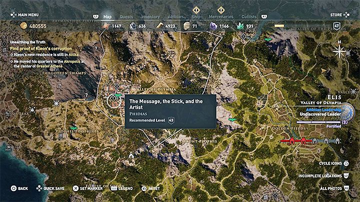 Start misji: Porozmawiaj z Fidiaszem w jego pracowni na terenie wioski olimpijskiej - Zadania poboczne na Elis - Assassins Creed Odyssey - poradnik do gry