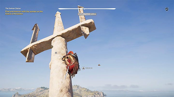 Posąg na Samos jest na małej wysepce zlokalizowanej na północ od wyspy Samos - pokazuję ją obrazek 1 - Zadania poboczne na Elis - Assassins Creed Odyssey - poradnik do gry