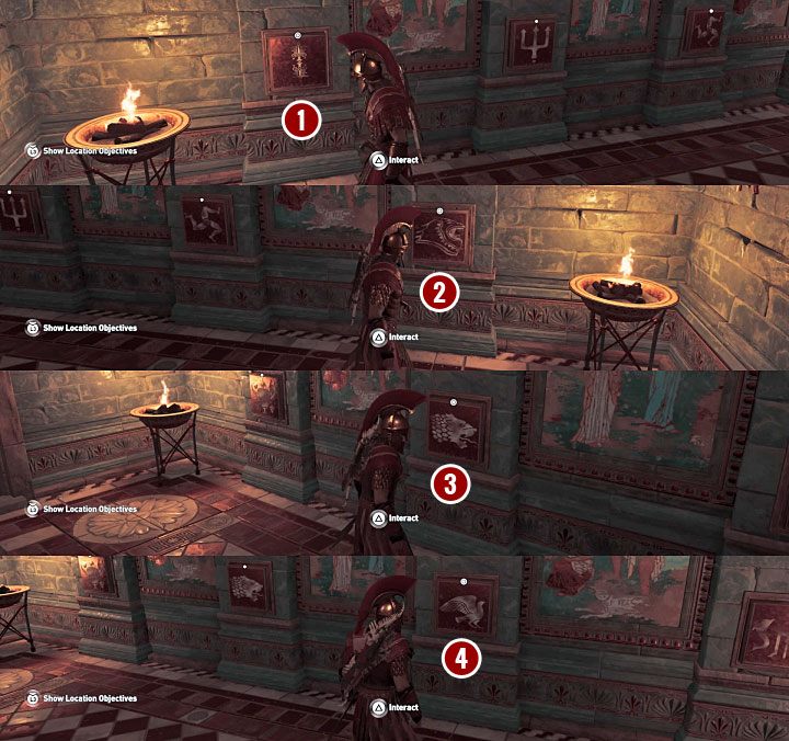Dotrzyj do pomieszczenia z sześcioma przyciskami i zamkniętą bramą - Zadania poboczne na Elis - Assassins Creed Odyssey - poradnik do gry