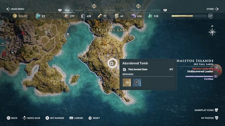 Lokalizacja grobowca: Zachodnia cześć Lesmos - Grobowce na Wyspach Hefajstosa - Assassins Creed Odyssey - poradnik do gry