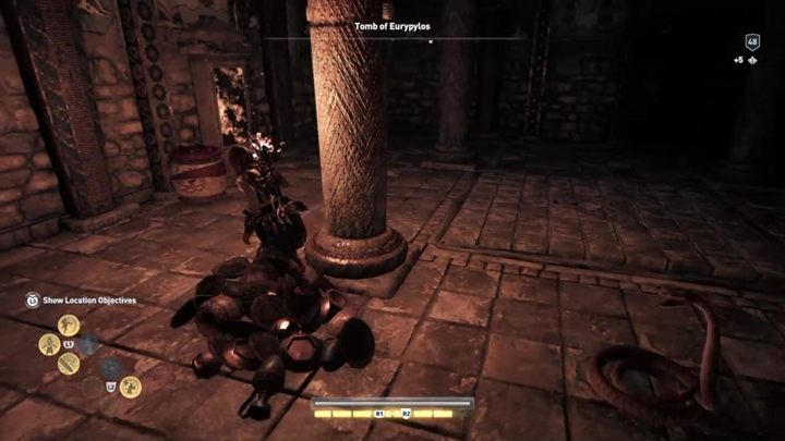 Idź dalej, a dotrzesz do komnaty z licznymi wężami i stelą - Grobowce w regionie Achaja - Assassins Creed Odyssey - poradnik do gry