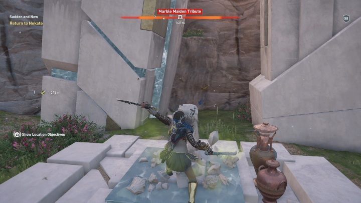 Kolejny Pomniki Marmurowej Dziewicy znajduje się na północ od Przystani Zmarłych Herosów - Azyl Ferai - Pomnik Marmurowej Dziewicy w DLC Lost Atlantydy - Assassins Creed Odyssey - poradnik do gry