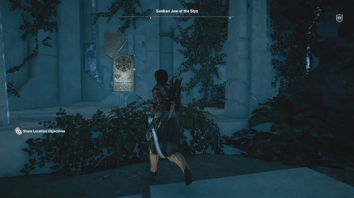 Podążaj do samego końca lokacji, tam znajdziesz tablicę - Zatopiona Gardziel Styksu - Ślady Hermesa w DLC Lost Atlantydy - Assassins Creed Odyssey - poradnik do gry