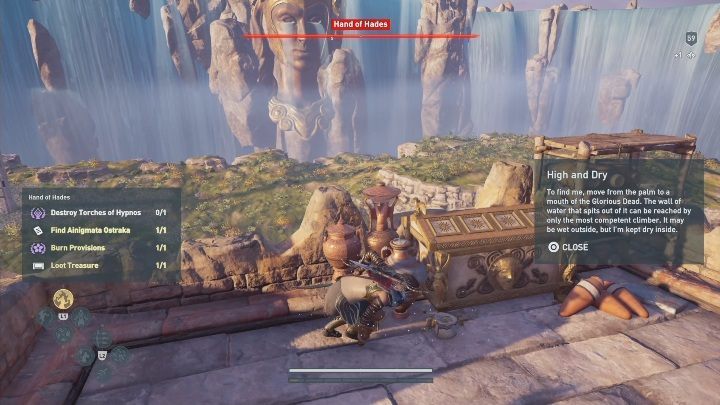 Lokalizacja enigmatycznego Ostrakonu: W lokacji nazwanej Dłoń Hadesa/Hand of Hades znajdziesz pierwszy element ostrakonu - Enigmatyczne ostrakony na Polach Elizejskich w Los Atlantydy DLC - Assassins Creed Odyssey - poradnik do gry